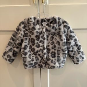 Splendid Baby Girls' Faux Fur Ombre Leopard Jacket - Gray Size 12-18 Months